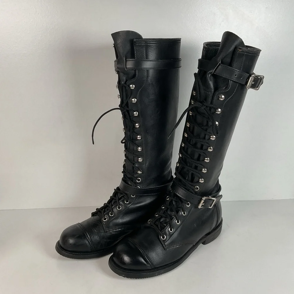Vintage Harley Davidson Tall Lace Up Boots | USA Made | Men’s 8 | Women’s 9